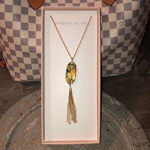 Sparkle & Bling Gold Marble Long Necklace New in Packaging